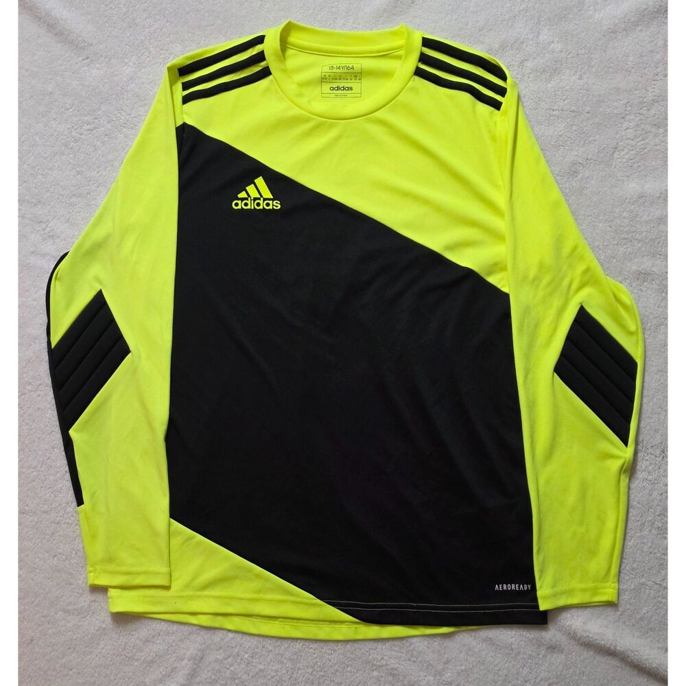 Adidas Neon Yellow Goalkeeper Jersey, Kids, Size L 13-14Y